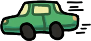 The oversized car the frogs drive in Ribb Eats
